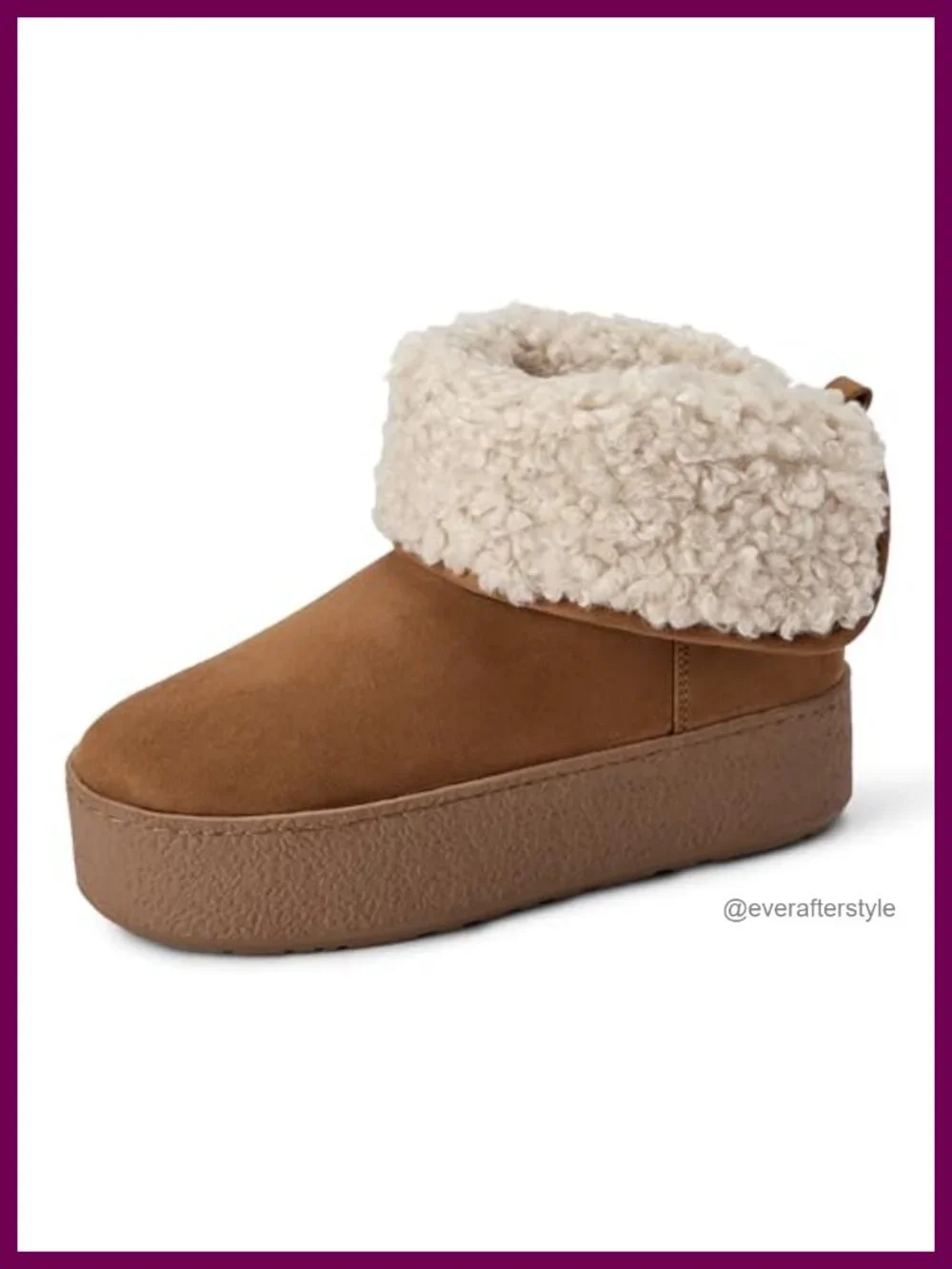 Women's Faux Suede Faux Shearling Lined Platform Ankle Boots with Memory Foam